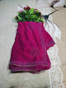 Beautiful Pink Leheriya Saree