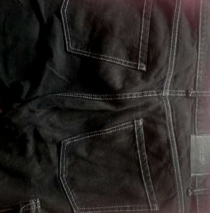 Black Contrast Stitch Cargo Pants