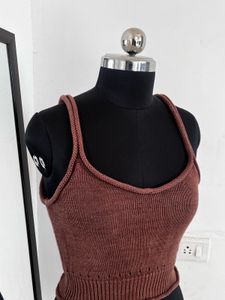 Cropped Knit brown Tank Top