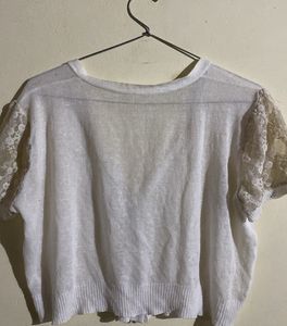 A White Colour Shrug Top For Women