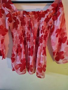 Pink Floral Peplum Top