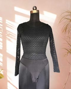 Black sheer net bodysuit