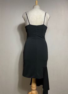 Black Asymmetrical Hem Cocktail Dress