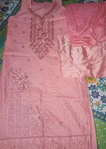 baby pink kurta set with duptta