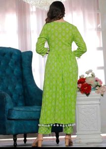 Green Printed Kurta Set