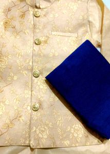 Elegant golden color kurta pajama jakat set for bo