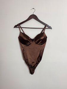 Brown Satin Bodysuit