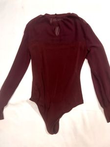 Burgundy Long Sleeve Bodysuit