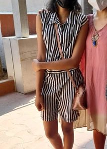 Black & White Striped Playsuit