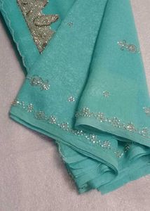 Teal Saree with Silver Embellishments