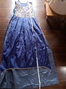 Elegant Blue Embroidered Dress