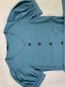 Cute Blue Puff Sleeve Dress