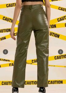 Olive Green Faux Leather Pants