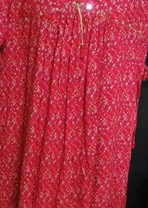 Red Printed Salwar Kameez Set