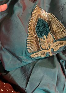 Elegant Teal &amp; Gold Indian Gown