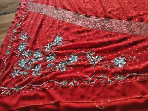 Red heavy work Saree