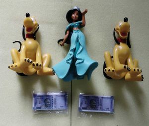 Disney Jasmine &amp; Pluto Figures 3 Pcs Set + 2 Notes