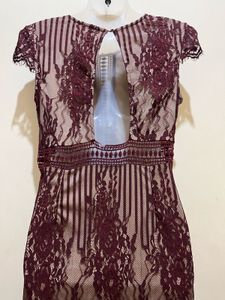 FOREVER21 Burgundy Lace Overlay Dress
