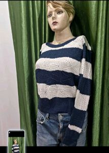 Striped Knit Pullover Sweater
