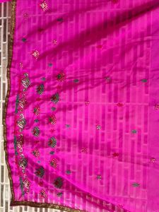 Pink Embroidered Saree