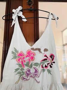 Tiered Pure White Dress ❤️ With Embroidery