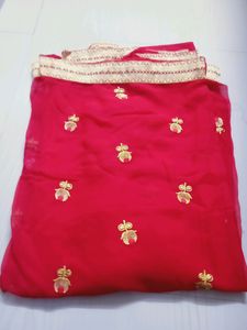NEW CHIFFON RED COLOUR BEAUTIFUL SAREE