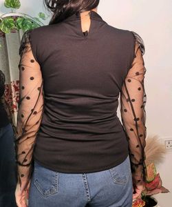 Stylish Black Puff Sleeves Top For Women