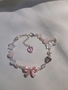 Pink Bow Beaded Bracelet