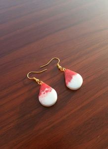 Cute Red &amp; White Drop Earrings