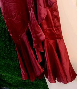 Elegant Maroon Ruffled Dress