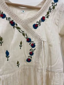 Elegant Embroidered khadi Kurta Off white
