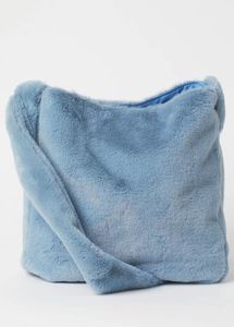 Blue Faux Fur Shoulder Bag