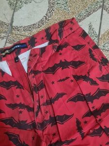 Red Bat Print Shorts