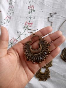 Boho Antique Gold Necklace &amp; Earring Set