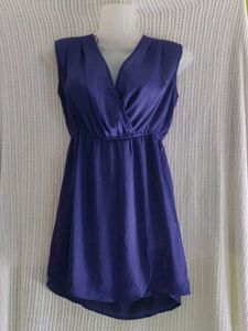 Blue Sleeveless V-Neck Dress