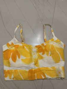 Yellow Floral shirt with crop top