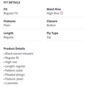 Black High-waist Pleated Trousers For Women | 32