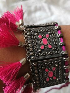 Pink oxidised Tassel Choker Necklace 💗