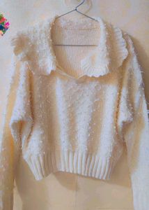 Elegant White Knit Sweater