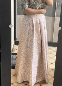 Pastel Floral Pleated Jacquard Skirt