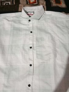 White Plaid Button-Down Shirt