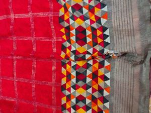 Red Geometric Saree