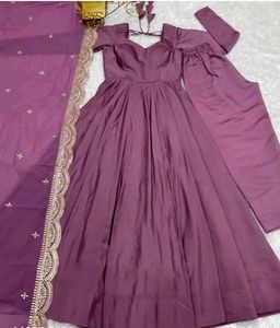 Elegant Mauve Anarkali Kurta Set