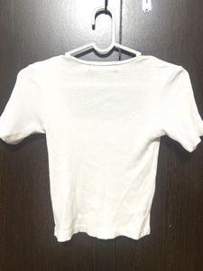 White Ribbed Crop Top