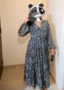 Women FIERCE SNAKE PRINT FLOWY DRESS ( SIZE 2XL)