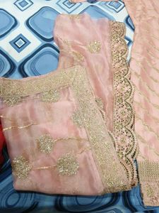 Suit In Simmer With Cut Work Heavy Dupatta