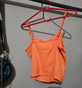Orange Ribbed Tank Top