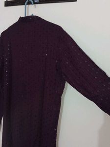 Maroon Lakhnavi Embroidery Kurta