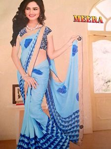 Light Blue Floral Saree