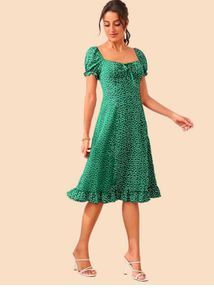 Green Floral Midi Dress